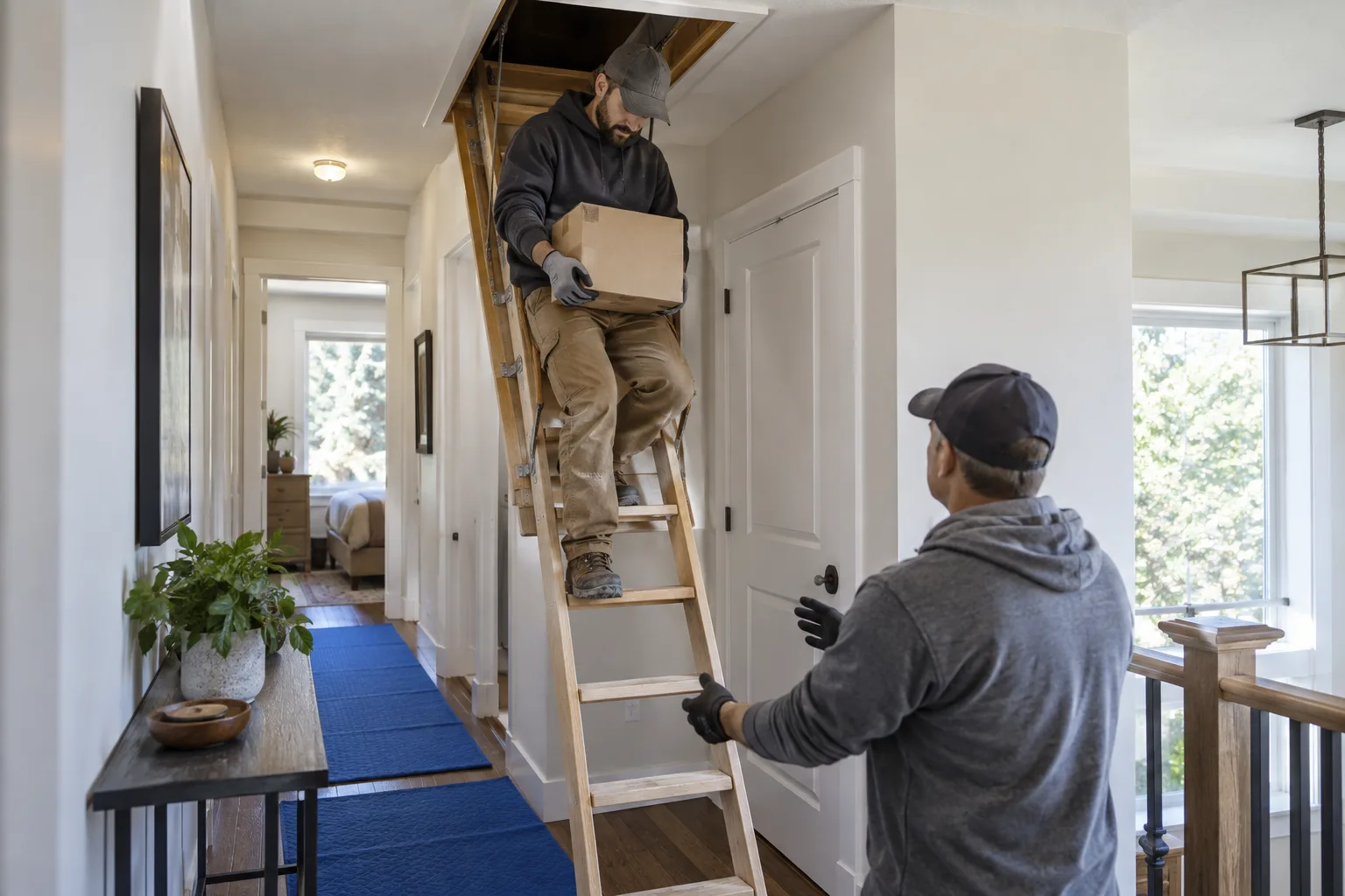 Access and loading setup for a attic cleanout